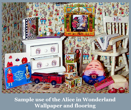 Sample Alice in Wonderland wallpaper 1:12 dollhouse