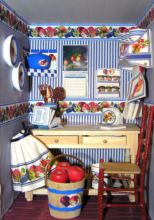 Sample use of the fruit, blue and white tile and ticking