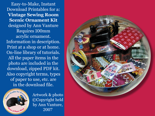 Vintage Sewing Room Scenic Ornament DIY