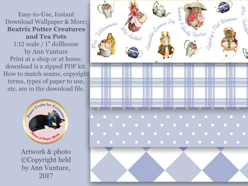 Beatrix Potter wallpaper for 1:12 scale