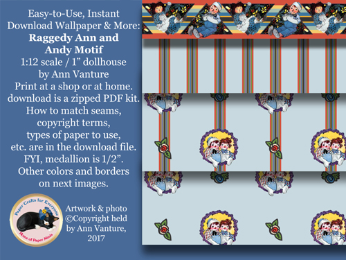 Raggedy Ann and Andy wallpaper 1:12 scale