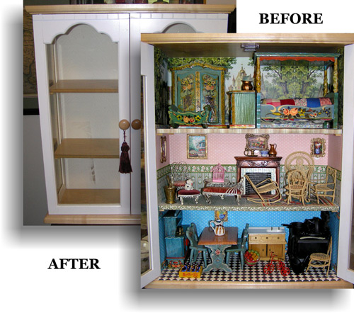 Before and After Curio Cabinet Dollhouse