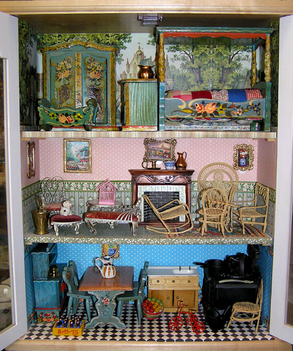 Ann's Cabinet Dollhouse with Childhood Miniatures